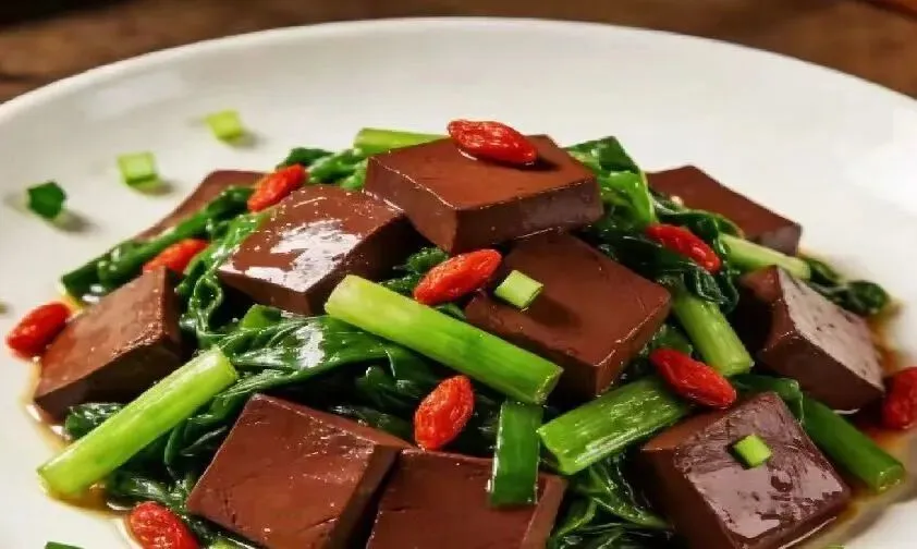 当餐药膳枸杞菠菜炒猪血