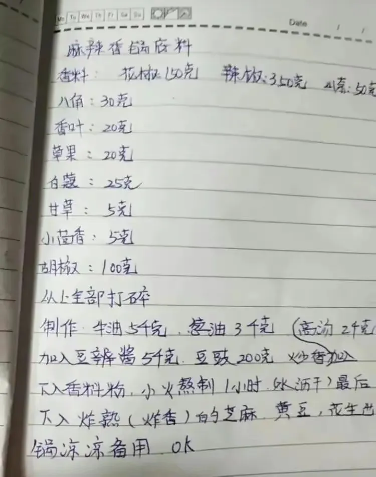 做厨师那些年的手写配方,价值千金,想要就收藏好了
