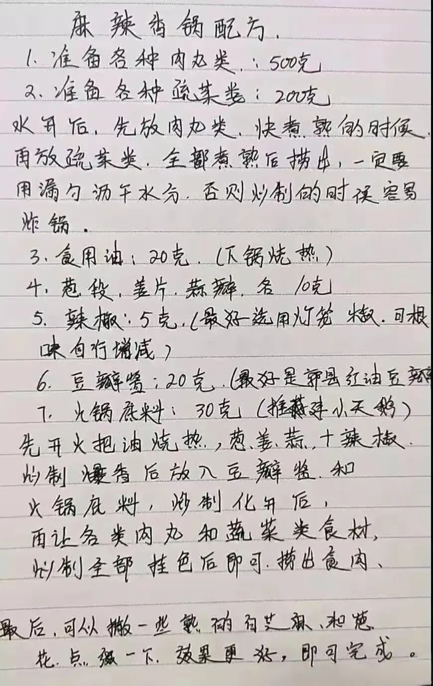 餐饮美食70岁厨师手写“小吃”配方