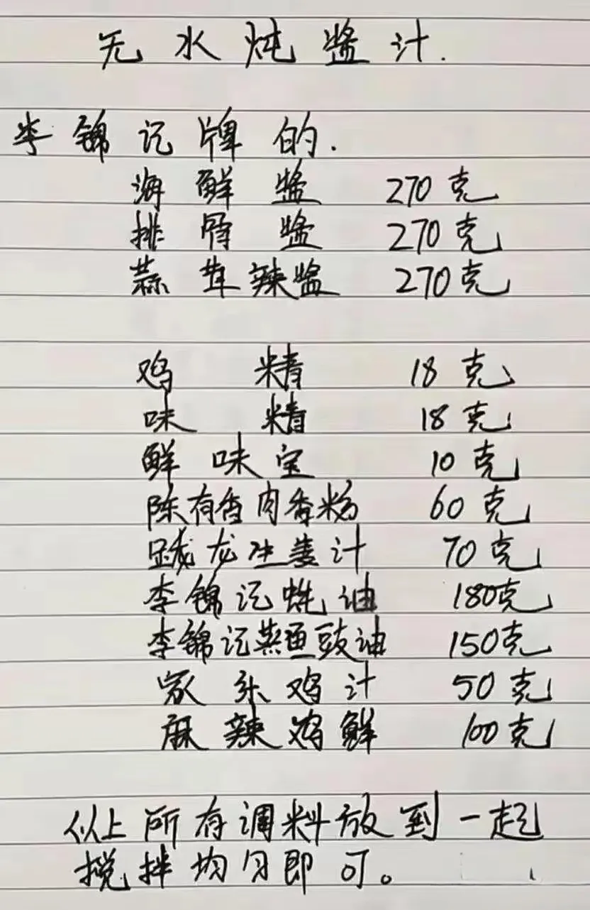 餐饮美食70岁厨师手写“小吃”配方