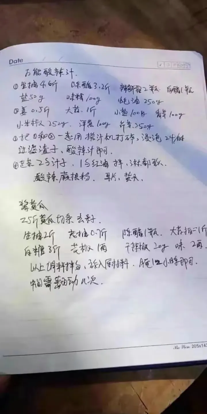 做厨师那些年的手写配方,价值千金,想要就收藏好了
