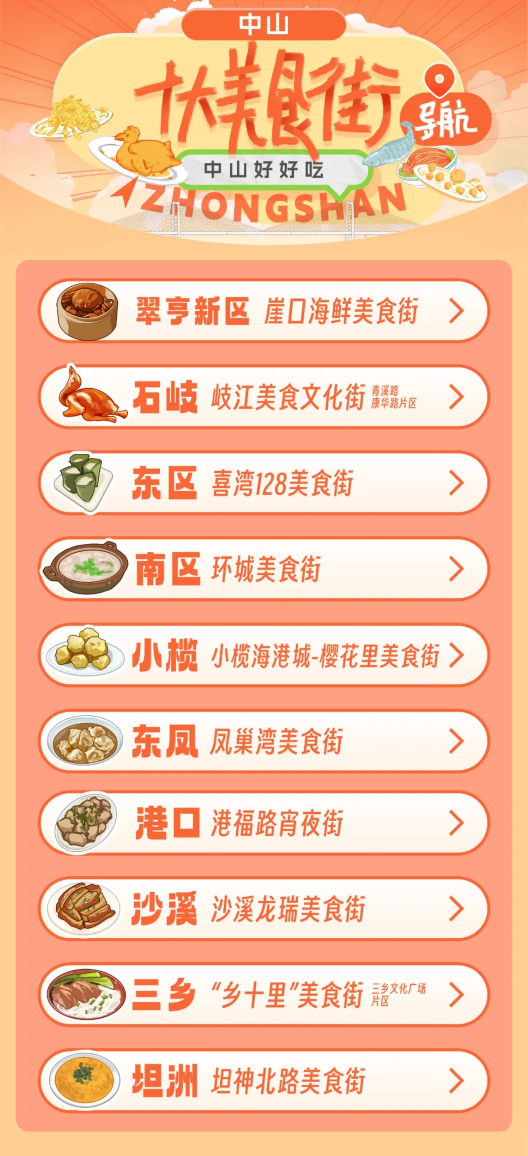 元旦夜游觅食当餐指南！中山这10条美食街大推荐！